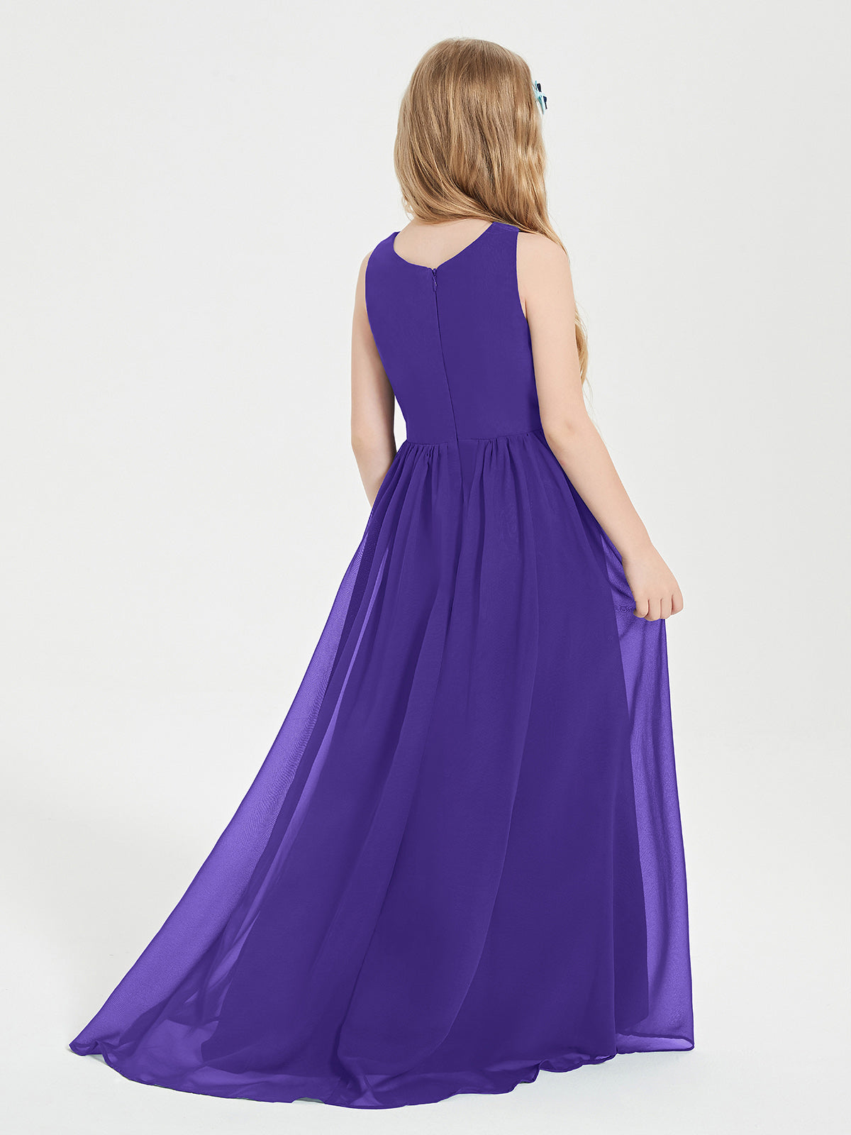 Asymmetrical Junior Bridesmaid Dresses with Scoop Neckline Regency
